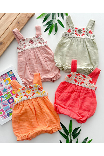 hümabebe Crochet Motif Detail, Muslin Summer Jumpsuit with Snap Fasteners at ...