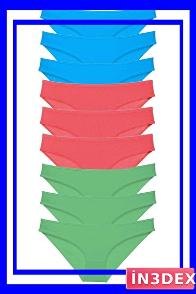 İN3DEX Lycra Women's Slip Panties Set 9 Pieces Colorful Options