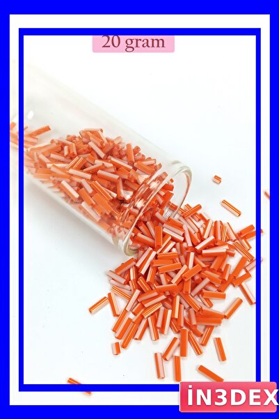 İN3DEX Orange White Tube Beads 2mm Diameter 10mm Length