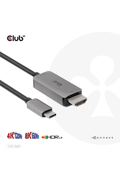 Club 3D Cablu activ USB Gen2 Type-C la HDMI 4K120Hz 8K60Hz HDR10 DSC1.2 M/M 3...