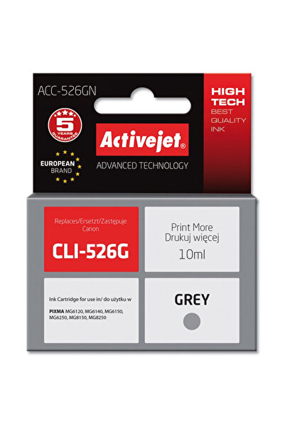 ActiveJet Cartuș compatibil CLI-526G Gri pentru Canon, 10 ml, Premium Activej...