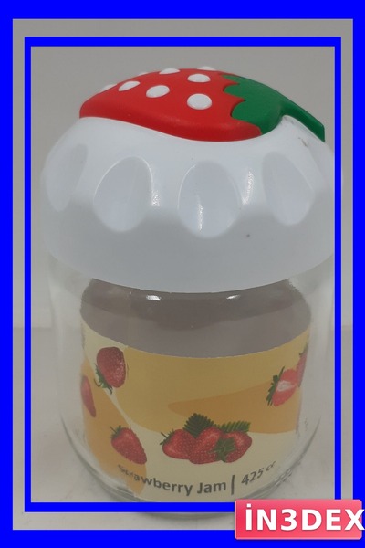 İN3DEX وعاء زجاجي بنقش الفراولة بسعة 425 سم مكعب