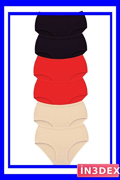 İN3DEX Women's High Waist Bato Panties 6 Pack Thick Elastic