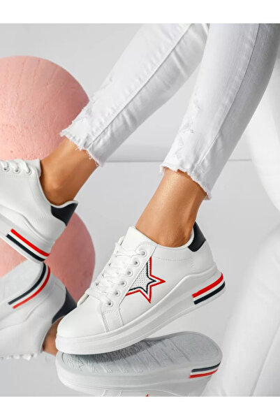 Zaira Women's white-red sneakers made of eco- Leather Peyton #19223 - 40