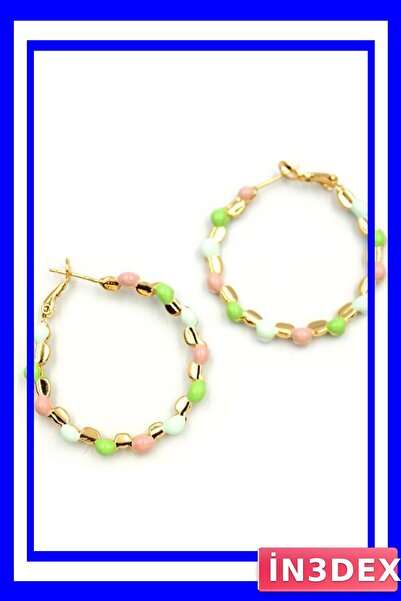İN3DEX Green Enamel Hoop Earring Models
