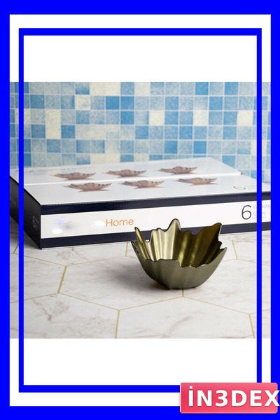 İN3DEX Leaf Patterned Glass Bowl Set of 6 13 cm