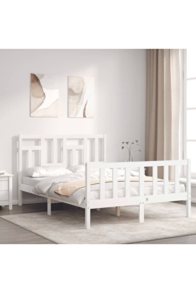 Concept Cadru de pat cu tăblie 4FT, dublu mic, lemn masiv