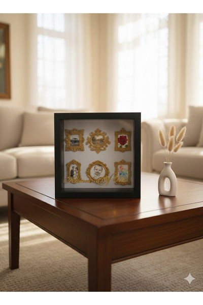 Verda Çerçeve 25X25 cm Black Museum of Our Deep Love Frame with 6 Gold Frames