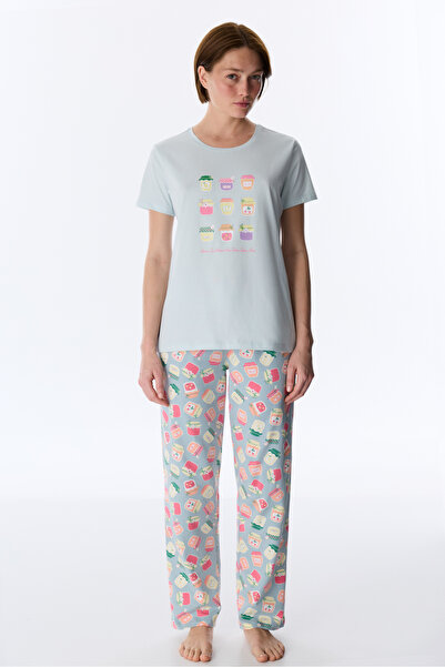 Penti Açık Mavi Sweet Breakfast Pantolon Pijama Takımı
