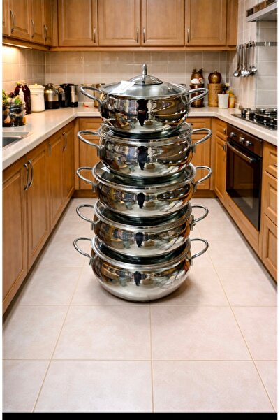 oney-pazar 10 parça çelik tencere 24-22-20-18cm derin 24cm basık