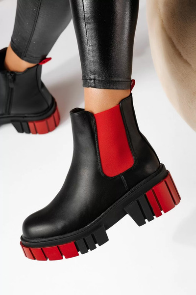 Zaira Ghete Dama îmblanite Olly Negru/Rosu #8855M - 36