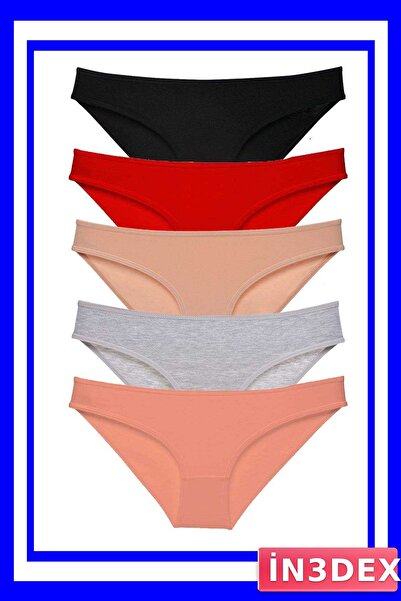 İN3DEX 5-Piece Women's Slip Panties Set Lycra Colorful Options