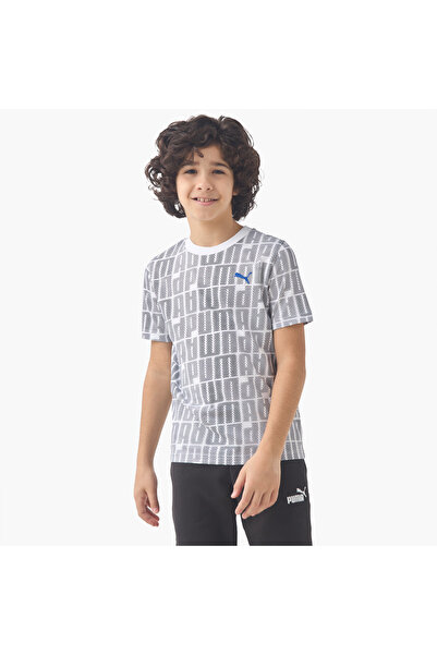 Puma Boys Crew Neck T-shirt with Logo Print - Cotton - Short Sleeve
