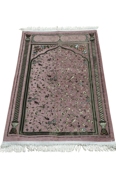 İNCİ İPEK LÜKS RAVZA MODEL SAÇAKLI ASTARLI SÖNİL SECCADE