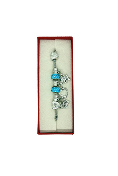 OEM Brățară Argintie cu Charmuri și Mărgele Turcoaz – Cutie Cadou – Accesoriu...