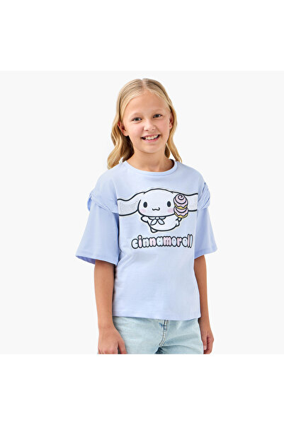 SANRIO Cinnamoroll Print T-shirt with Short Sleeves
