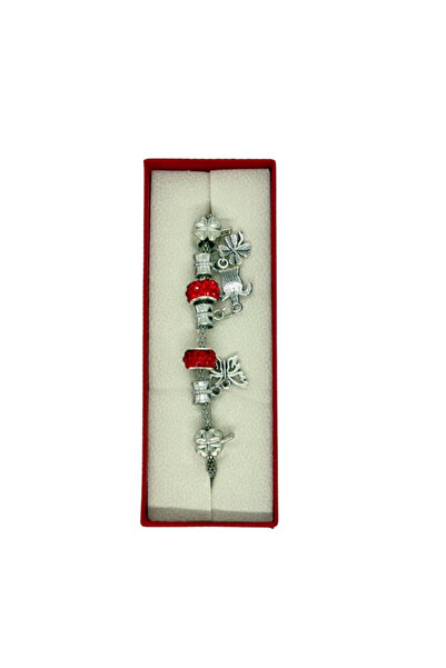 OEM Brățară Argintie cu Charmuri și Mărgele Roșii – Cutie Cadou – Accesoriu E...