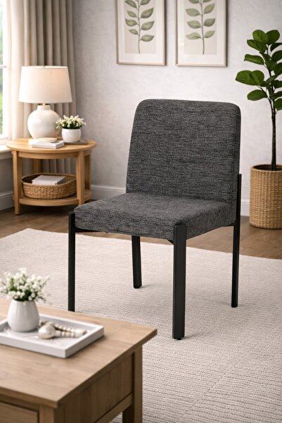N.zone Modern chair with luxurious fabric upholstery and a black metal base –...