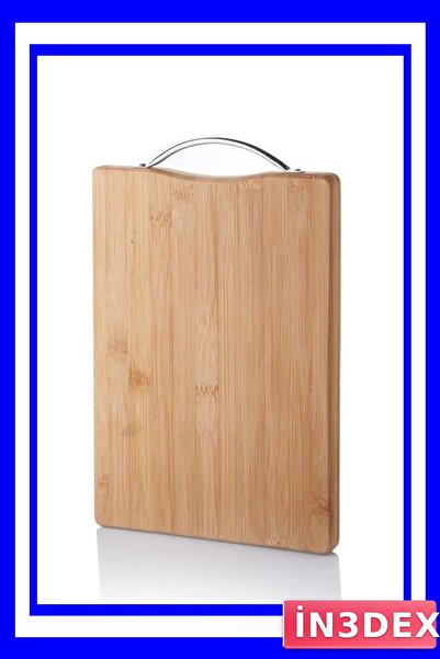İN3DEX Bamboo Cutting Board with Metal Handle 30X20X1.8Cm