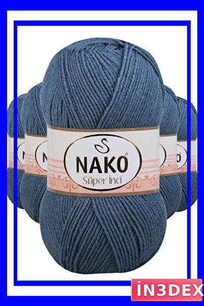 İN3DEX 5 قطع من خيوط الحياكة اليدوية باللون الأزرق العاصف 100 جرام