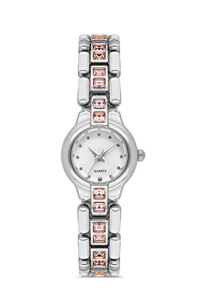 Ticarto Women's Minimal Pink Stone Silver Color Wristwatch Tctsn001401S0458