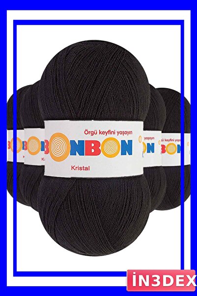 İN3DEX Black Crystal Fiber Yarn 5-Pack for Hand Knitting