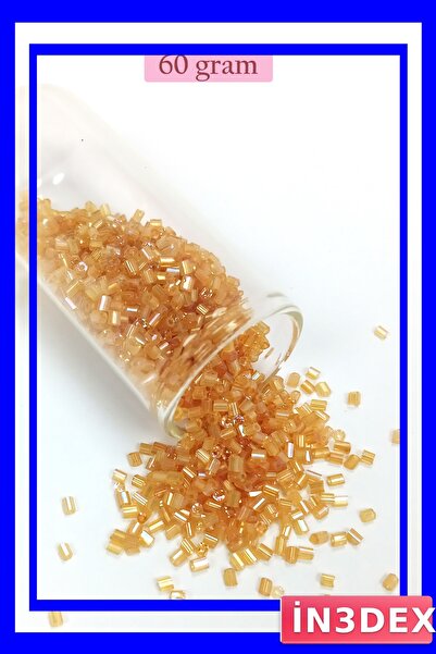 İN3DEX 2mm Cut Glass Beads 60 Grams Transparent Gold Color