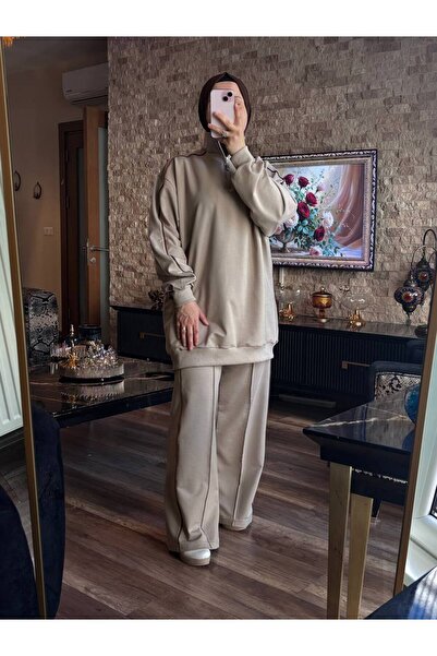 Wovi Moda Women's Tracksuit Set Double Set with Zipper Collar