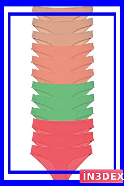 İN3DEX Lycra Women's Slip Panties Set 12 Pieces with Multiple Color Options