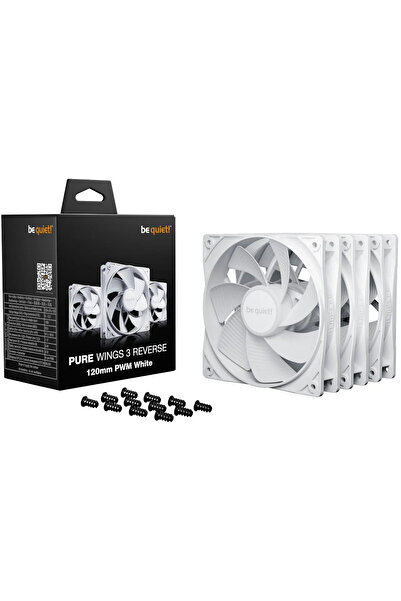Be Quiet! Wings 3 Fan, PWM, Reverse - 120mm, White, 3-Pack
