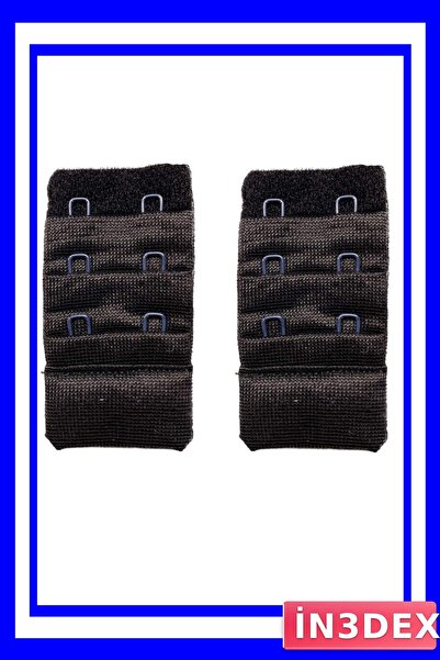 İN3DEX Bra Back Strap Extension Hook 3 Rows Two Hooks Black