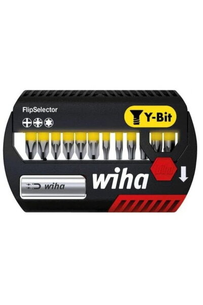 wiha Set de biți FlipSelector Y-Bit 25 mm, 13 bucăți, negru/galben, PH/PZ/TX
