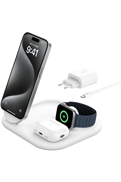 Belkin Căști BoostCharge, Smartphone, Ceas inteligent, Alb, USB, Încărcare wi...