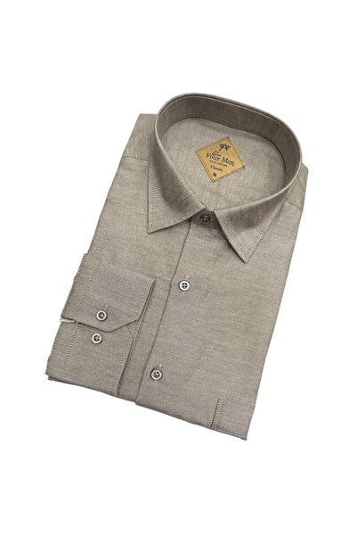 GÖMLEK GALERİSİ Classic Wide Cut Oxford Long Sleeve Men's Cotton Shirt