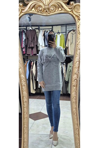 Mintaş Knitted Tunic Dress with Bow on the Front