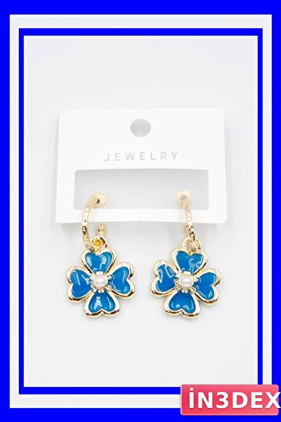 İN3DEX Blue Color Flower Pattern Earrings Jewelry Accessory