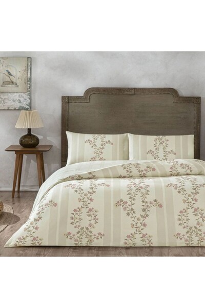 Taç Double Cotton Duvet Cover Set 100% cotton ranforce, TAC, Mirelune cream/b...