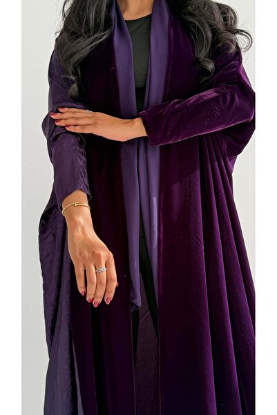 AYA MWT761 - عباية مخمل مع جاكار حرير