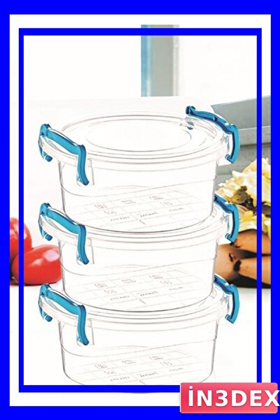 İN3DEX مجموعة حاويات تخزين المطبخ المستديرة مكونة من 3 قطع
