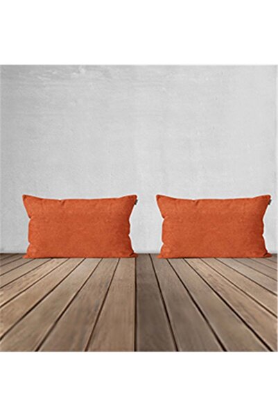 GOCCIA HOME 2'li Kadife Dokulu Kırlent Kılıfı Kiremit