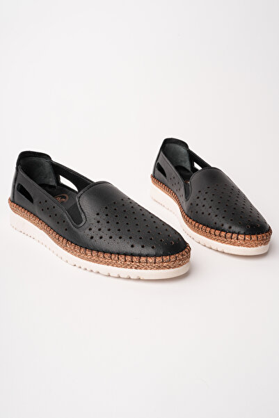 Madam Tarz Vrp-501 Star Pattern Genuine Leather Ballerinas