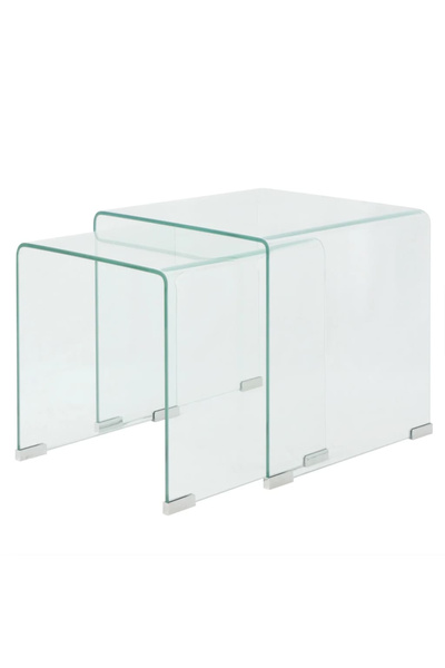 Concept Σετ τραπεζιών από διαφανές γυαλί ασφαλείας, στοιβαζόμενα, 2 τεμάχια
