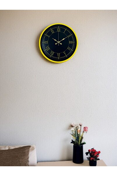 Lunaev ساعة حائط صفراء قياسية مقاس 36 سم