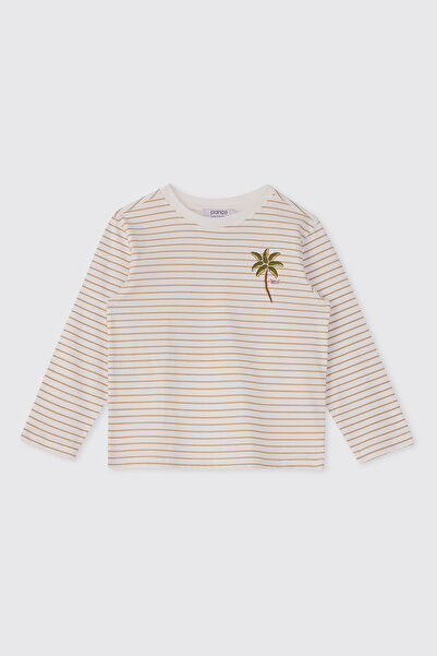 Panço Erkek Bebek Baskılı Ekru Tişört