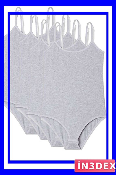 İN3DEX Women's Rope Strap Snap Bodysuit Set of 4 Gray Color