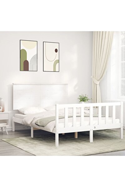 Concept Cadru de pat cu tăblie 4FT, dublu mic, lemn masiv