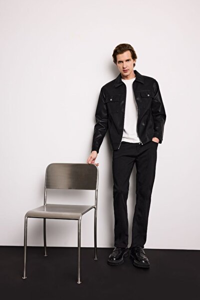 DeFacto Men's Coat F7745Ax/Bk27 Black