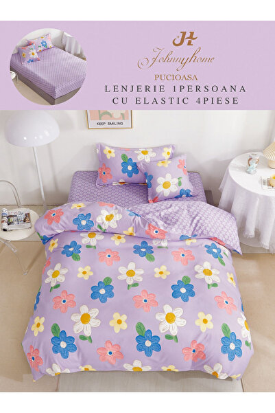 FIONNA.RO Finet Duvet Cover Set With Stretchy 1 Person - Drawn Flowers
