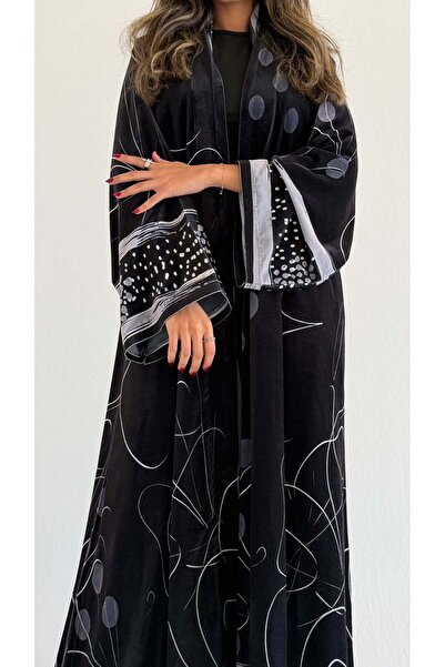 AYA MWT883 - عباية مخمل طباعة
