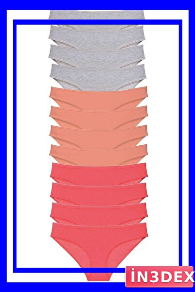 İN3DEX Lycra Women's Slip Panties Set 12 Pieces Multiple Color Options